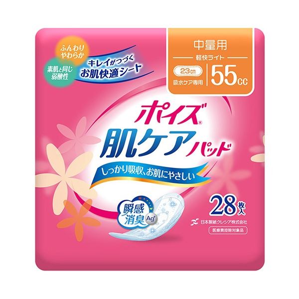 (まとめ) 日本製紙クレシア ポイズ 肌ケアパッド 中量用 1パック(28枚) 【×10セット】