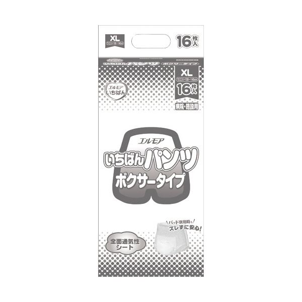 (まとめ) カミ商事 エルモア いちばん パンツ ボクサータイプ XL 1パック(16枚) 【×5セット】