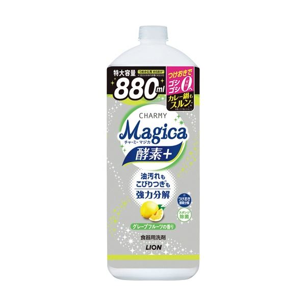 (まとめ) ライオン CHARMY Magica酵素プラス グレープフルーツの香り つめかえ用 大型 880ml 1本 【×5セット】