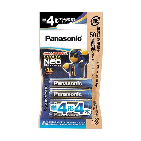 (まとめ) パナソニック アルカリ乾電池 エボルタNEO エシカルパッケージ 単4形 LR03NJ/4H 1パック(4本) 【×10セット】