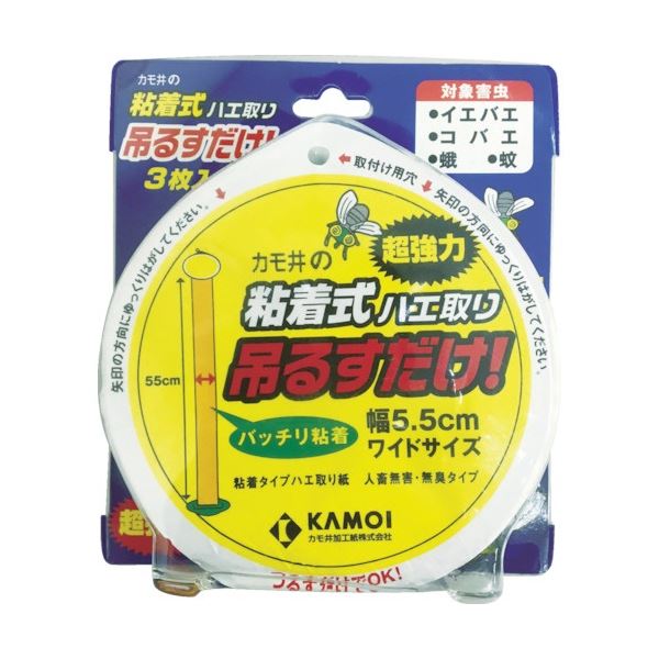 (まとめ) カモ井加工紙 吊るすだけ 粘着式ハエ取り TSURUSUDAKE 1パック(3枚) 【×5セット】