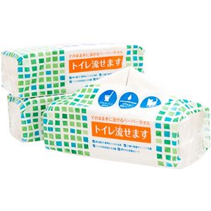 (まとめ) マスコー製紙 そのまま水に流せるペーパータオル トイレ流せます 200枚(100組) 1パック(3個) 【×10セット】