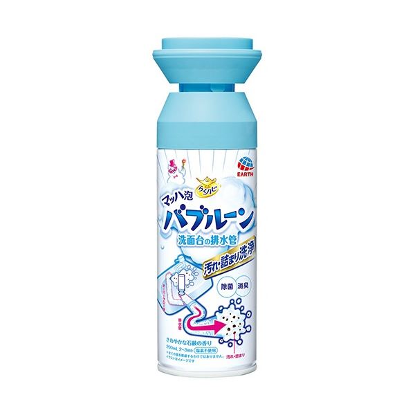 (まとめ) アース製薬 らくハピ マッハ泡バブルーン 洗面台の排水管 200ml 1本 【×5セット】