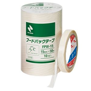 (まとめ) ニチバン フードパックテープ 15mm×50m 白 FPW-15 1パック(10巻) 【×3セット】