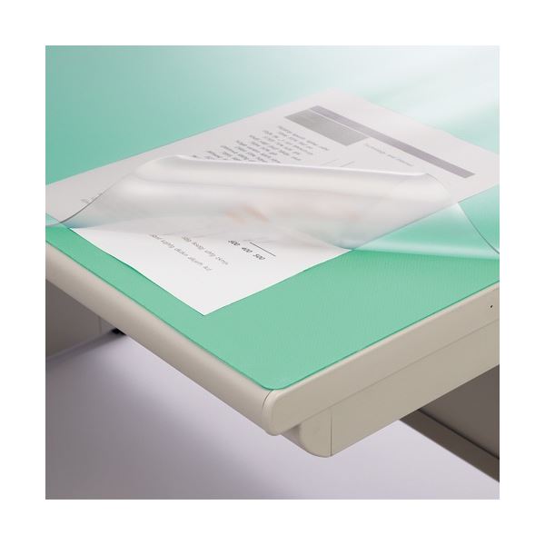 ライオン事務器 デスクマット 再生塩ビ製ノングレア仕上 ダブル(グリーンマット付) 約1445×715×1.5mm No.2-PRM 1セット(10枚)