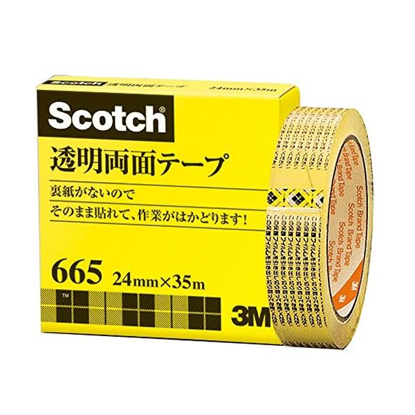 3M スコッチ 透明両面テープ ライナーなし 大巻 24mm×35m 665-3-24 1セット(5巻)