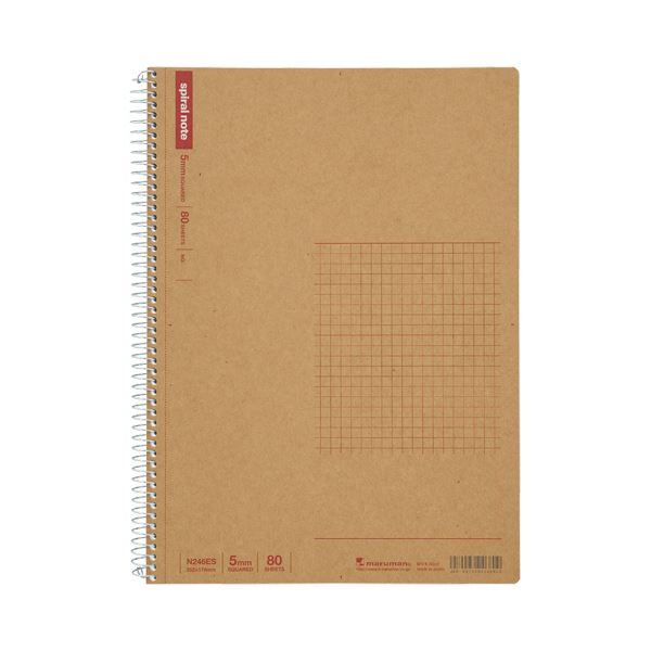 （まとめ）マルマン スパイラルノート ベーシックB5 5mm方眼罫 80枚 N246ES 1冊【×10セット】