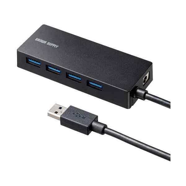 （まとめ）サンワサプライ HDD接続対応USB3.2 Gen1 4ポートハブ ブラック USB-3HTV433BK 1個【×5セット】