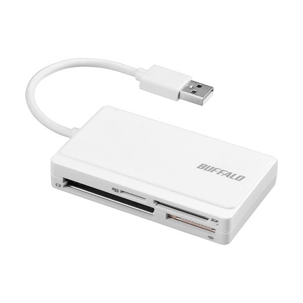 バッファロー USB2.0マルチカードリーダー/ライター ケーブル収納モデル ホワイト BSCR300U2WH 1台