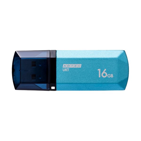 （まとめ）アドテック USB2.0キャップ式フラッシュメモリ 16GB シャイニングブルー AD-UKTSL16G-U2R 1個【×10セット】