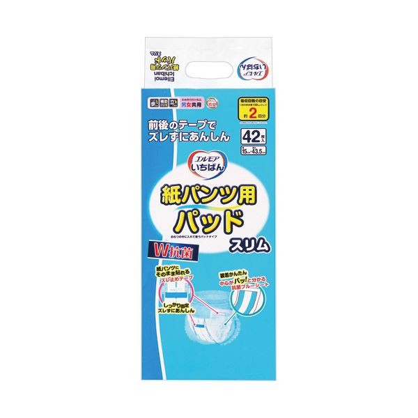 （まとめ）カミ商事 エルモア いちばん紙パンツ用パッド スリム 1パック(42枚)【×5セット】