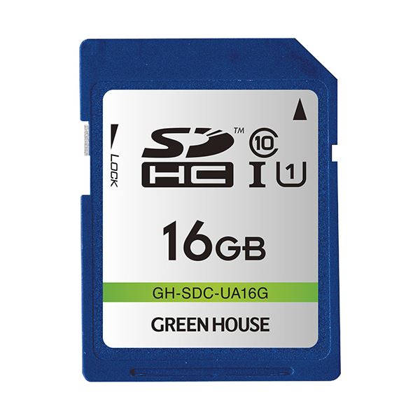 グリーンハウス SDHCメモリーカード16GB UHS-I Class10 GH-SDC-UA16G 1枚