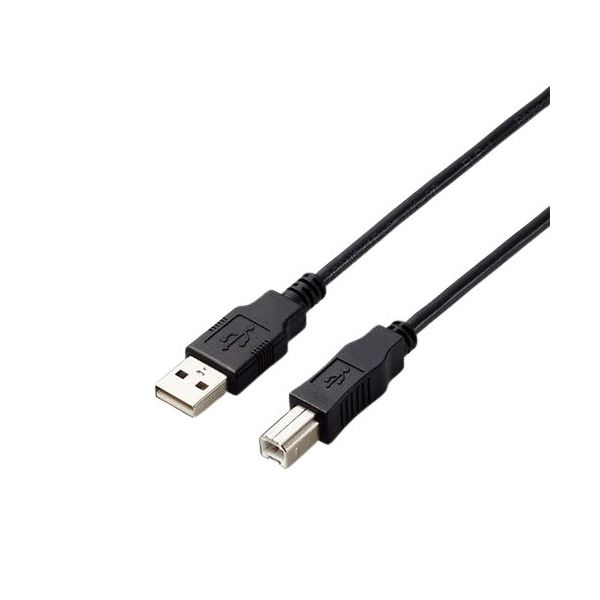 （まとめ）エレコム USB2.0 A-Bケーブル0.5m RoHS指令準拠（10物質） U2C-AB05BK/ID 1本【×3セット】