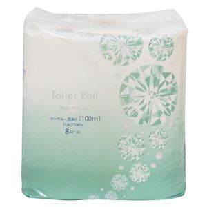 TANOSEE トイレットペーパーピュアホワイト シングル 芯あり 100m 1セット（48ロール：8ロール×6パック）
