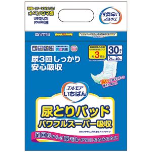 (まとめ)カミ商事 エルモアいちばん 尿とりパッドパワフルスーパー吸収 1パック(30枚)【×10セット】