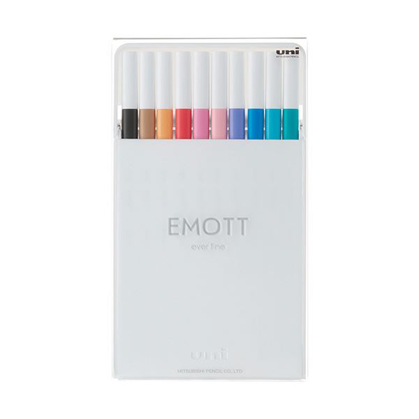 (まとめ）三菱鉛筆 水性サインペン EMOTT10色セット No.2 パステルカラー PEMSY10C.NO2 1パック【×3セット】