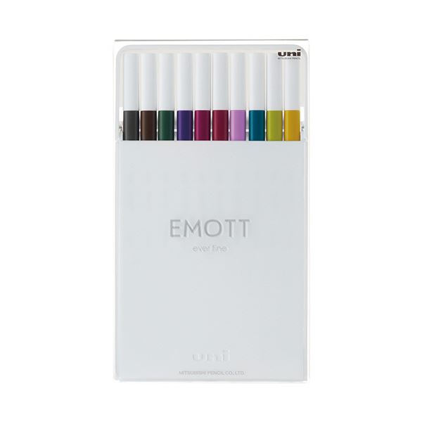 (まとめ）三菱鉛筆 水性サインペン EMOTT10色セット No.3 ダークカラー PEMSY10C.NO3 1パック【×3セット】