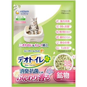 (まとめ）ユニ・チャーム デオトイレ ふんわり香る消臭・抗菌サンド ホワイトフローラルの香り 3.8L 1パック【×5セット】