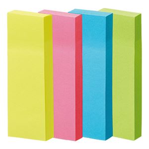 TANOSEE 強粘着ふせん75×25mm ビビッドカラー・4色 1パック(20冊)