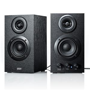 サンワダイレクトブックシェルフスピーカー (低音高音調整可能・ステレオ・高音質) 400-SP068 1セット