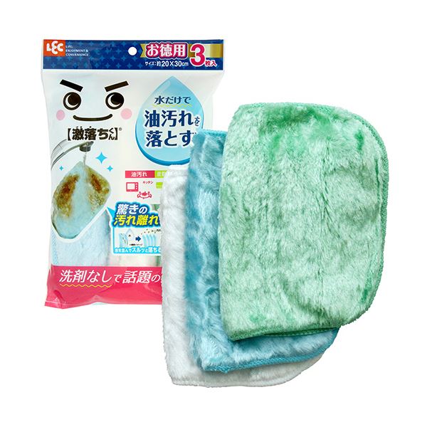 （まとめ） レック 激落ちくん 油汚れに強いクロスお徳用 K00309 1パック（3枚） 【×3セット】