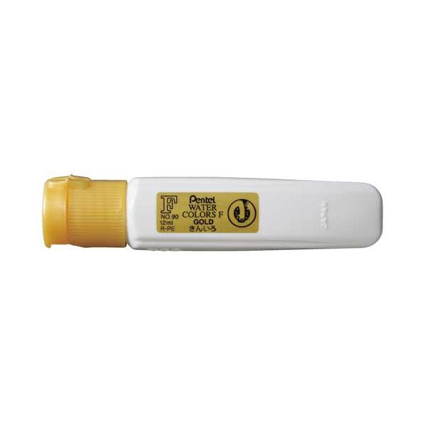 （まとめ） ぺんてる 水彩えのぐ エフ水彩ポリチューブ入 単色 12ml きん WFCT90 1セット（5本） 【×10セット】