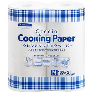 （まとめ） 日本製紙クレシア クレシアクッキングペーパー Mサイズ 100カット／ロール 1パック（2ロール） 【×3セット】