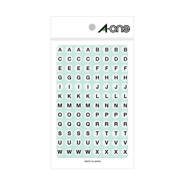 （まとめ） エーワン特殊ラベル 丸型 アルファベット 直径9mm 白（黒文字） 「A‾Z」各16片 08090 1パック 【×5セット】