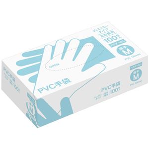 〔まとめ〕 PVC 手袋 エコノミータイプ パウダーなし M 1箱 (100枚) 〔×5セット〕 使い捨て手袋 使いきり手袋