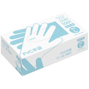 〔まとめ〕 PVC 手袋 エコノミータイプ パウダーなし L 1箱 (100枚) 〔×5セット〕 使い捨て手袋 使いきり手袋