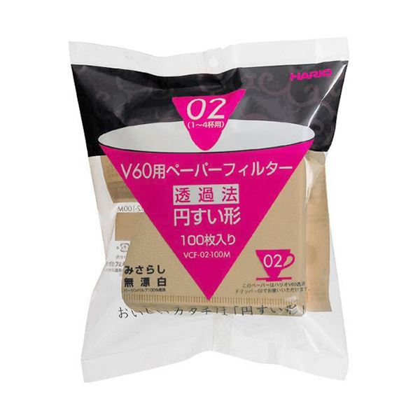 （まとめ） ハリオグラスV60用ペーパーフィルターみさらし02 1‾4杯用 VCF-02-100M 1パック（100枚） 【×5セット】