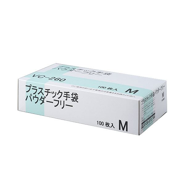 （まとめ） 伊藤忠リーテイルリンク プラスチック手袋 パウダーフリー M VC-260-M 1箱（100枚） 【×2セット】