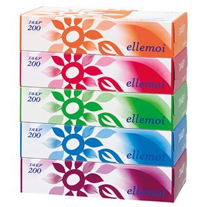 （まとめ） カミ商事エルモアティシュー 200組／箱 1パック（5箱） 【×3セット】