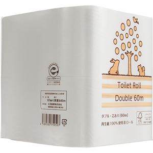（まとめ） TANOSEEリサイクルトイレットペーパー（2倍巻） ダブル 芯あり 60m 1パック（8ロール） 【×3セット】