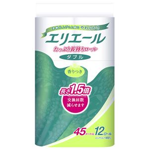 大王製紙エリエール トイレットティシュー たっぷり長持ち ダブル 香りつき 45m 1セット（72ロール：12ロール×6パック）