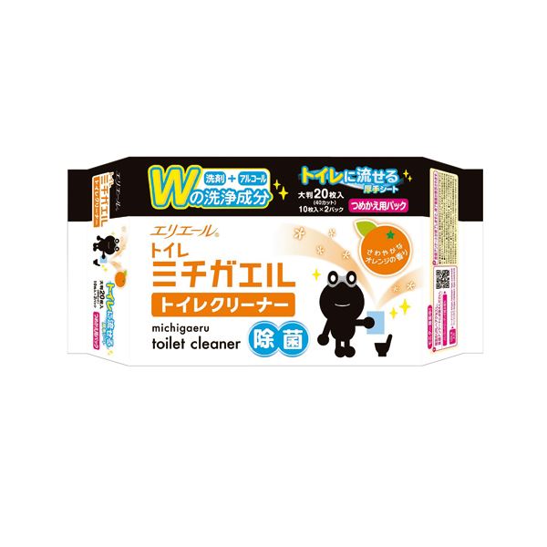 （まとめ） 大王製紙エリエール ミチガエルトイレクリーナー つめかえ用 1セット（20枚：10枚×2パック） 【×5セット】