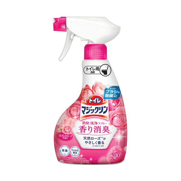 （まとめ） 花王トイレマジックリン 消臭・洗浄スプレー 香り消臭 エレガントローズの香り 本体 350mL 1本 【×5セット】