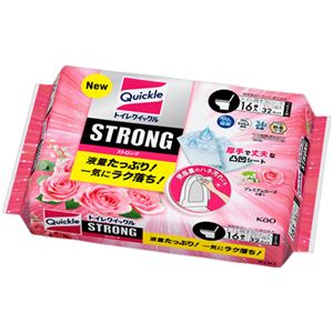 （まとめ） 花王トイレクイックル STRONG プレミアムローズの香り つめかえ用 1パック（16枚：8枚×2個） 【×3セット】