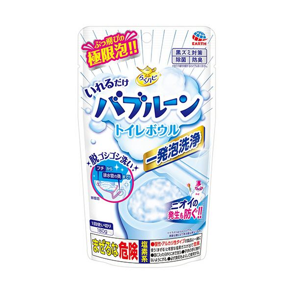 （まとめ） アース製薬らくハピ いれるだけバブルーン トイレボウル 180g 1パック 【×10セット】