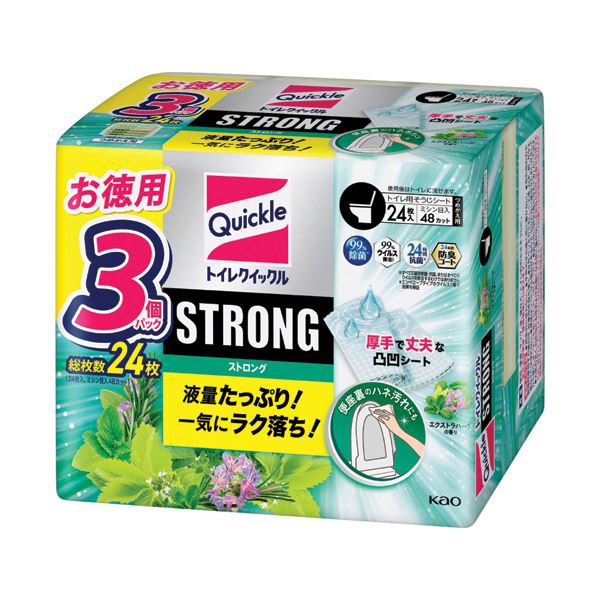 （まとめ） 花王トイレクイックル STRONG エクストラハーブの香り つめかえ用 1パック（24枚） 【×5セット】