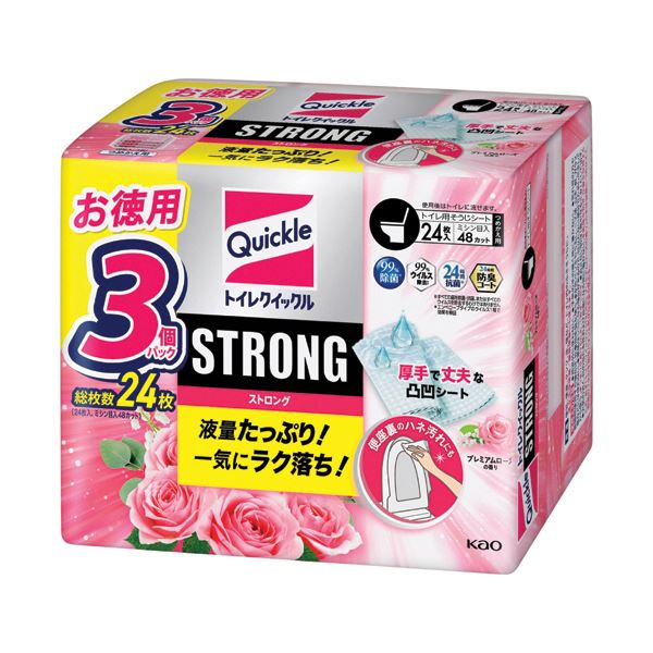 （まとめ） 花王トイレクイックル STRONG プレミアムローズの香り つめかえ用 1パック（24枚） 【×5セット】