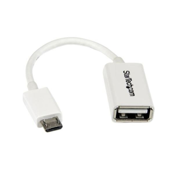 （まとめ） StarTech.com microUSB OTG変換アダプタ 12cm USB A（メス）-USB MicroB（オス） ホワイトUUSBOTGW 1個 【×5セット】