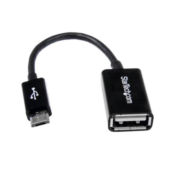 （まとめ） StarTech.com microUSB OTG変換アダプタ 12cm USB A（メス）-USB microB（オス） ブラックUUSBOTG 1個 【×5セット】