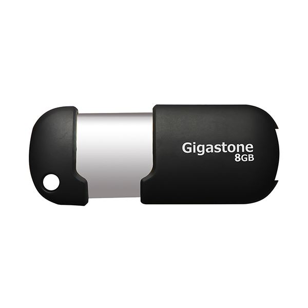 （まとめ） GigastoneUSB2.0フラッシュメモリ スライド式 8GB ブラック／シルバー GJU28GSLJ 1個 【×2セット】