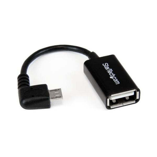 （まとめ） StarTech.com microUSB OTG変換アダプタ L型 12cm USB A（メス）-USB MicroB（オス）ブラック UUSBOTGRA 1個 【×5セット】