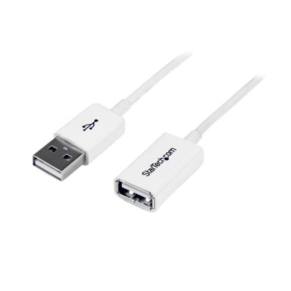 （まとめ） StarTech.com USB2.0延長ケーブル 1m A（オス）-A（メス） ホワイト USBEXTPAA1MW 1本 【×2セット】