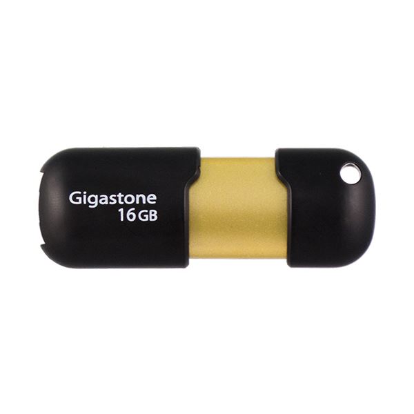 （まとめ） GigastoneUSB3.0フラッシュメモリ スライド式 16GB ブラック／ゴールド GJU316GSLJ 1個 【×2セット】