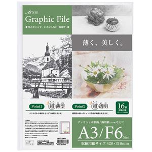(まとめ) ナカバヤシアーテム グラフィックファイル A3・F6 クリア CBCT-GA3C 1冊 【×5セット】