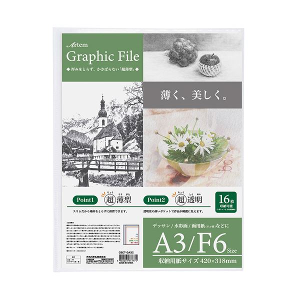 （まとめ） ナカバヤシアーテム グラフィックファイル A3・F6 クリア CBCT-GA3C 1冊 【×2セット】