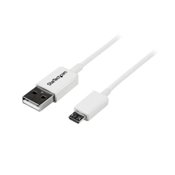 （まとめ） StarTech.com microUSB2.0ケーブル 50cm A（オス）-microB（オス） ホワイトUSBPAUB50CMW 1本 【×2セット】